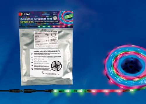 Светодиодная лента 12В Uniel ULS-F20-5050-30LED/m-10mm-IP65-DC12V-7,2W/m-5M-RGB SMART картинка 